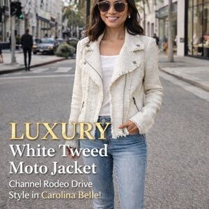 Carolina Belle Cream Tweed Moto-Style Jacket-LAST ONE!!!
